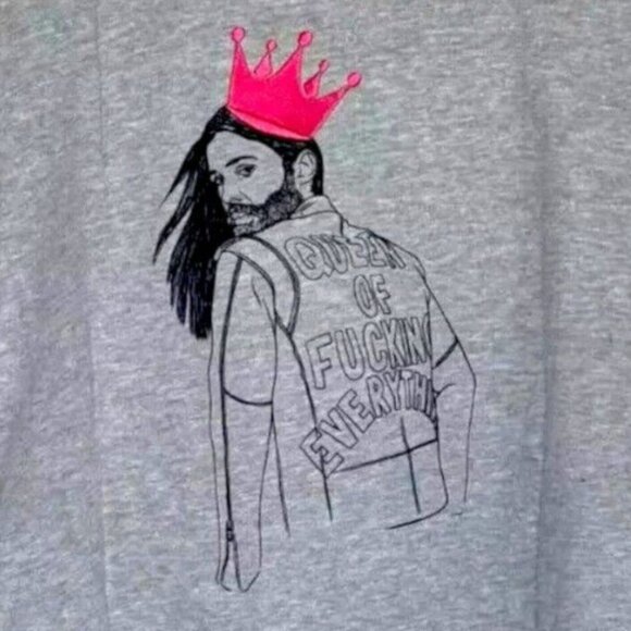 Queen Of Everything Gray Graphic Sweatshirt Unisex M Streetwear Pullover - Picture 5 of 5